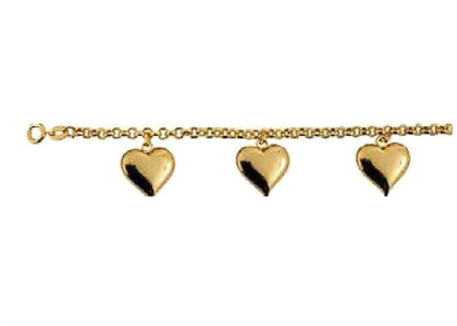 Gold Plated Womens Heart Charm Bracelet